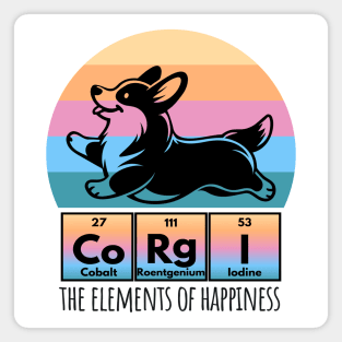 Fun Corgi Happiness Periodic Table of Elements Sunset design Magnet